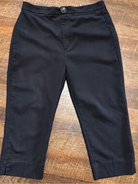 Zara Woman Black Tailored Cropped Pants Size 10 High Rise Trousers WorkOffice